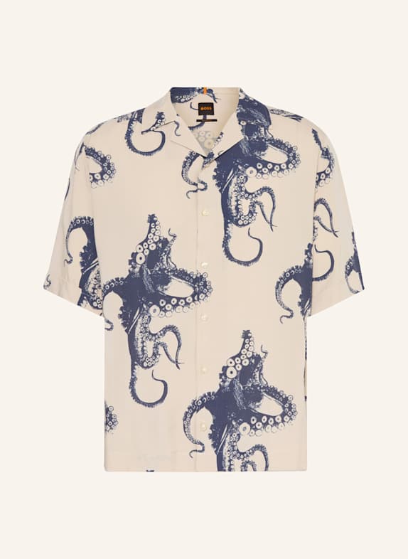 BOSS Resorthemd LAPISY_M Relaxed Fit BEIGE/ DUNKELBLAU