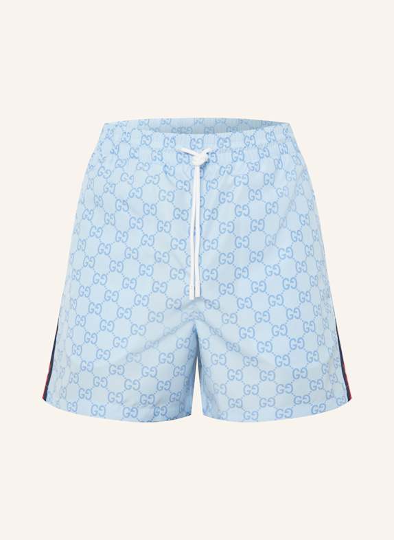 GUCCI Badeshorts mit Galonstreifen HELLBLAU