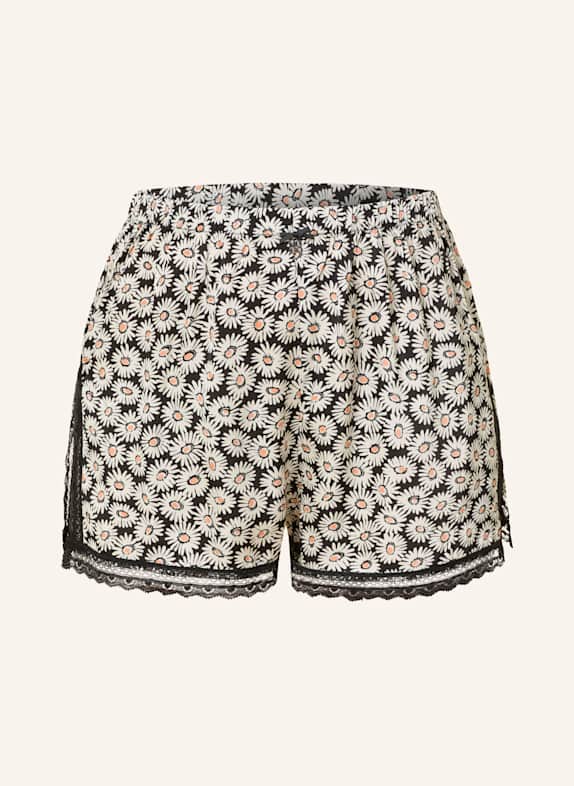 HUGO Schlafshorts FUN LACE aus Satin SCHWARZ/ WEISS/ HELLORANGE