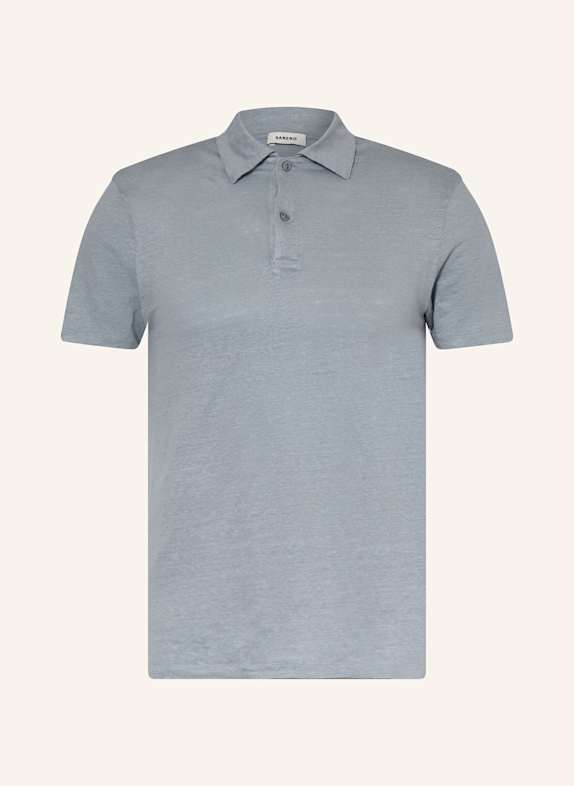 SANDRO Leinen-Poloshirt HELLBLAU