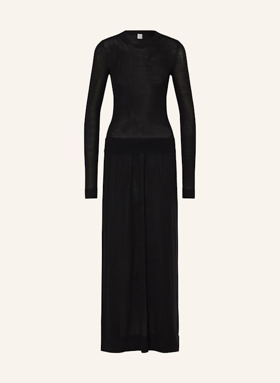 TOTEME Strickkleid mit Seide SCHWARZ
