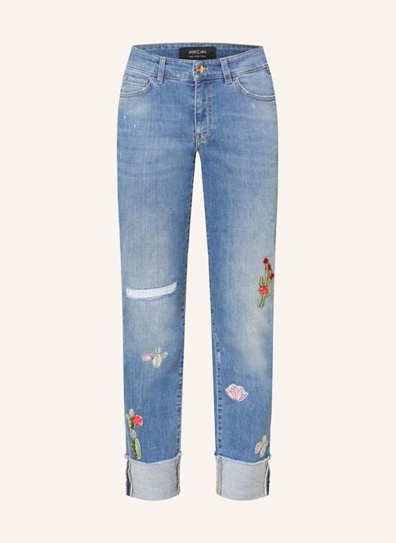 MARC CAIN Jeansy straight SIKAR z cekinami 353 blue denim