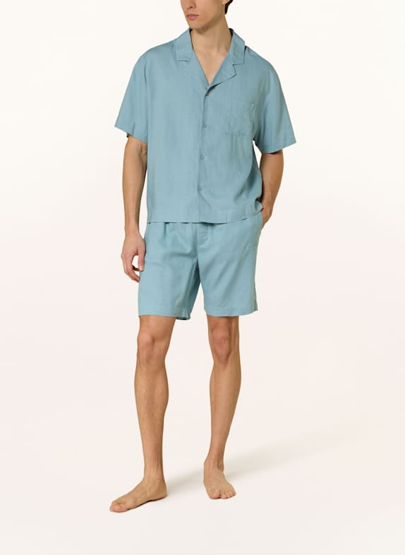 Calvin Klein Slaapshirt LINEN BLEND met linnen TURQUOISE