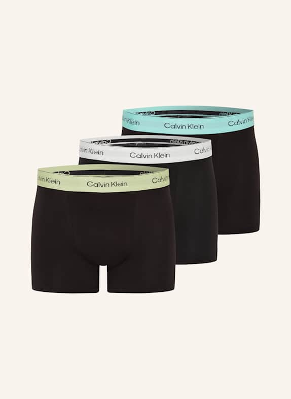 Calvin Klein 3-pack boxer shorts ICON COTTON Relaxed Fit BLACK/ LIGHT GREEN/ TURQUOISE
