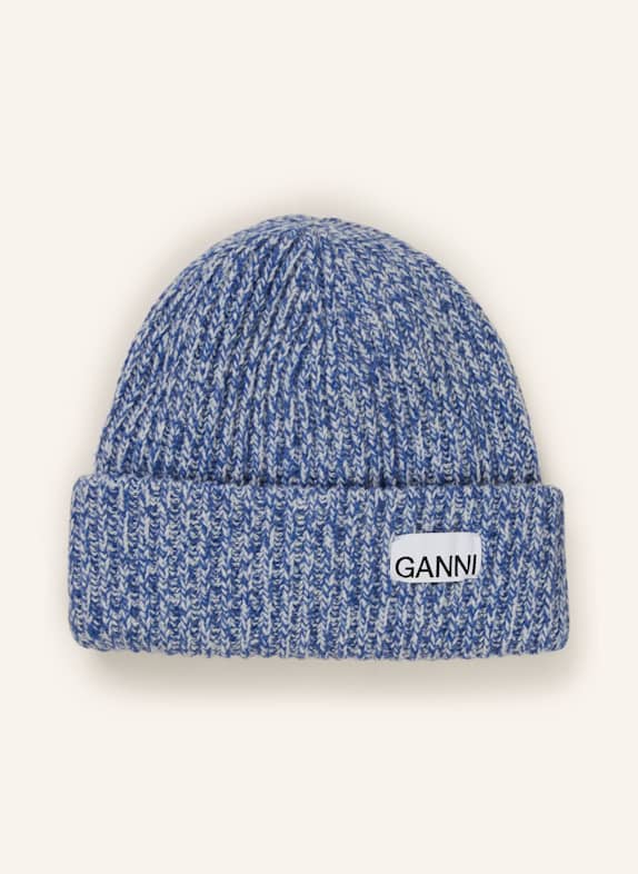 GANNI Mütze  BLAU/ WEISS