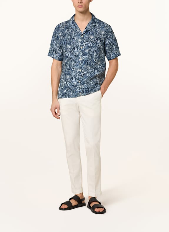 ETON Resorthemd Medium Fit van linnen DONKERBLAUW / WIT