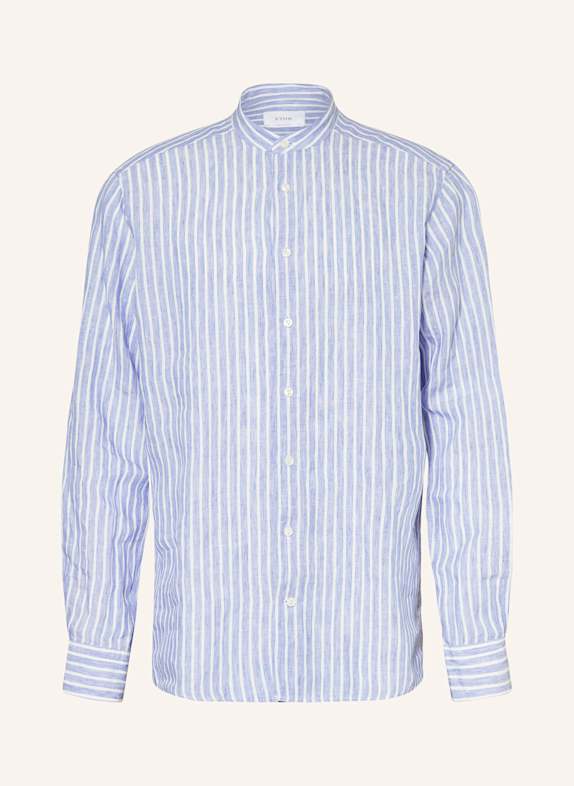 ETON Linen shirt regular fit with stand-up collar BLUE/ WHITE