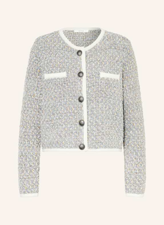 GESTUZ Strickjacke GZNALIN aus Tweed mit Glitzergarn BLAUGRAU/ CREME/ GOLD