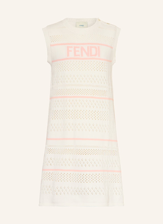 FENDI Strickkleid WEISS/ HELLROSA