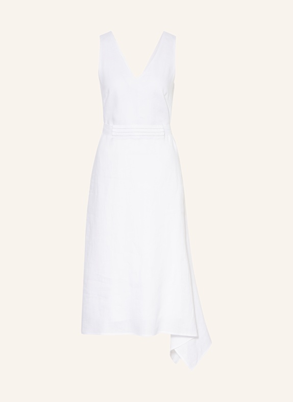 PESERICO Leinenkleid mit Schmuckperlen WEISS