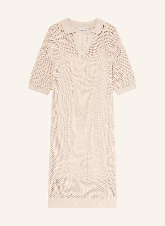 PESERICO Strickkleid mit Pailletten HELLBRAUN