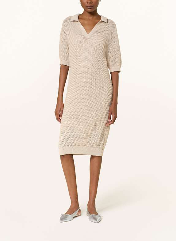PESERICO Strickkleid mit Pailletten HELLBRAUN