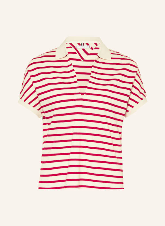 TOMMY HILFIGER Piqué-Poloshirt BEIGE/ ROT