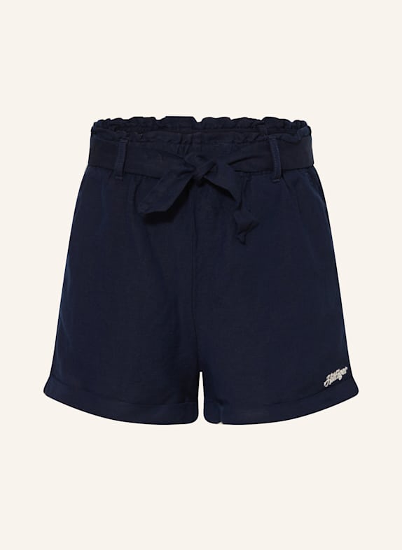TOMMY HILFIGER Shorts mit Leinen DUNKELBLAU