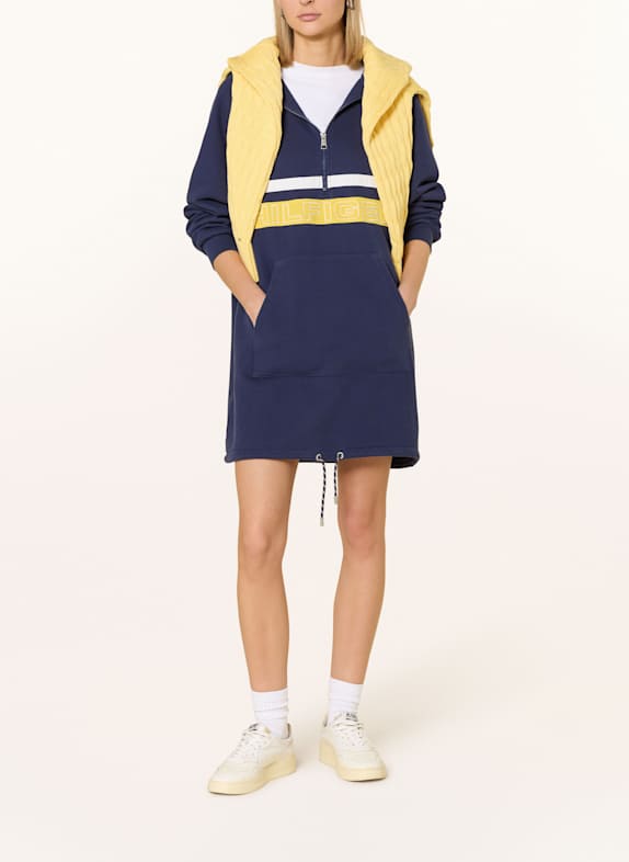 TOMMY HILFIGER Sweatkleid DUNKELBLAU / WEISS / GELB