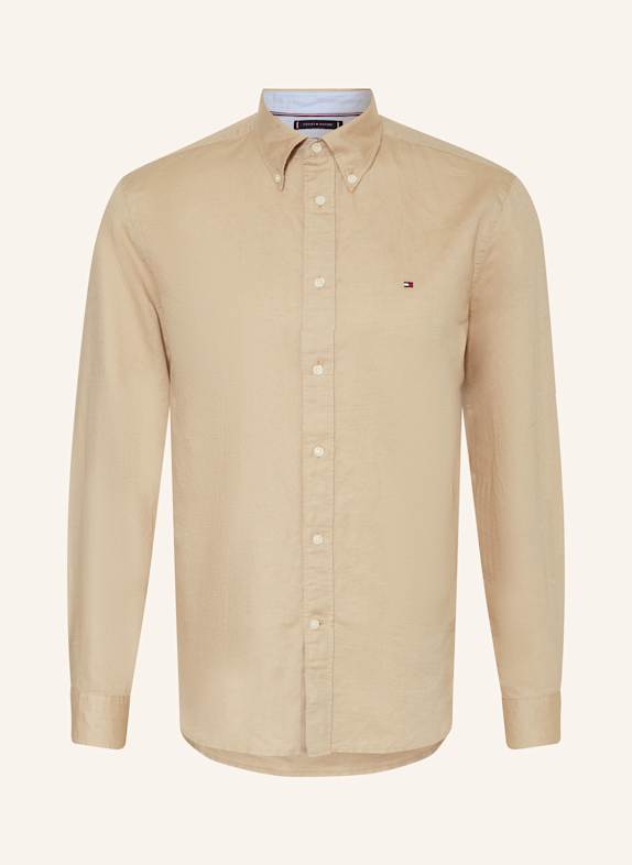 TOMMY HILFIGER Koszula comfort fit z dodatkiem lnu BEŻOWY