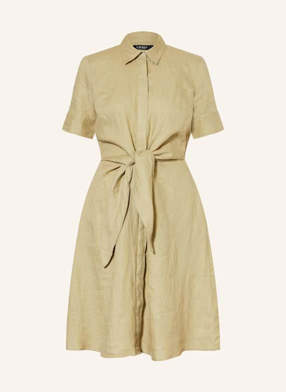 LAUREN RALPH LAUREN Hemdblusenkleid aus Leinen OLIV