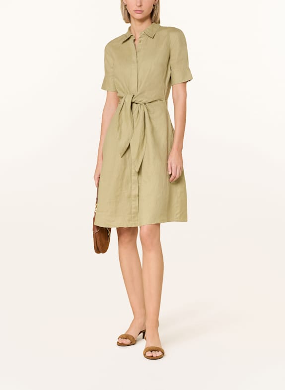 LAUREN RALPH LAUREN Hemdblusenkleid aus Leinen OLIV