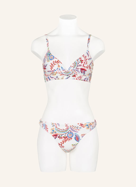 LAUREN RALPH LAUREN Basic bikinibroekje FLEURETTE ECRU / ROOD / BLAUW
