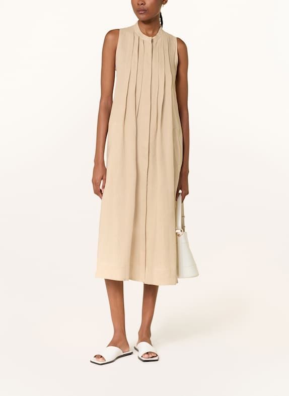 ANTONELLI firenze Leinenkleid NORVEGIA mit Plissees BEIGE