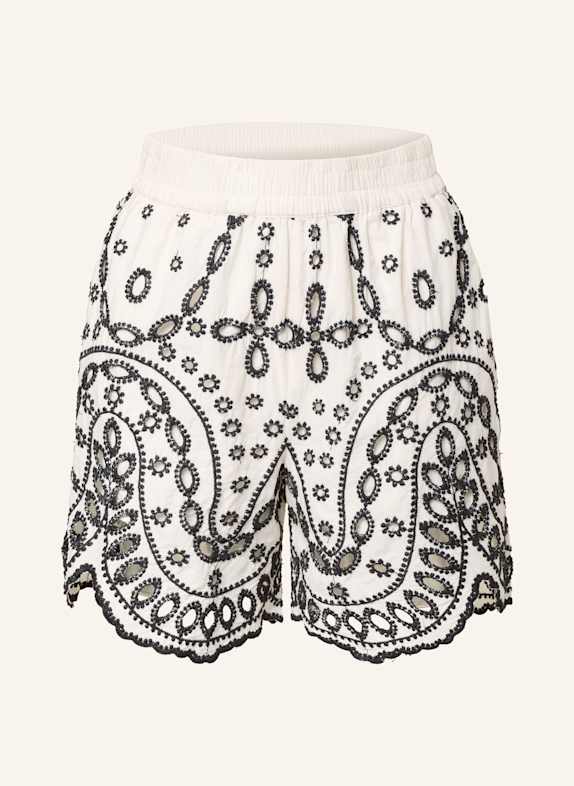 ROUGE VILA Shorts aus Lochspitze ECRU/ SCHWARZ