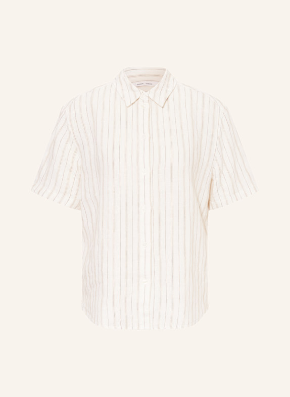 SAMSØE SAMSØE Hemdbluse SALARIKAR aus Leinen CREME/ BRAUN/ DUNKELBRAUN