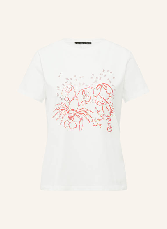 comma T-shirt WHITE/ RED/ ROSE