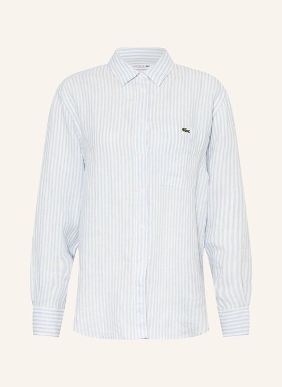 LACOSTE Hemdbluse aus Leinen WEISS/ HELLBLAU