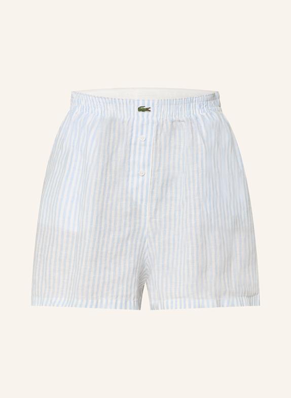 LACOSTE Leinenshorts WEISS/ HELLBLAU
