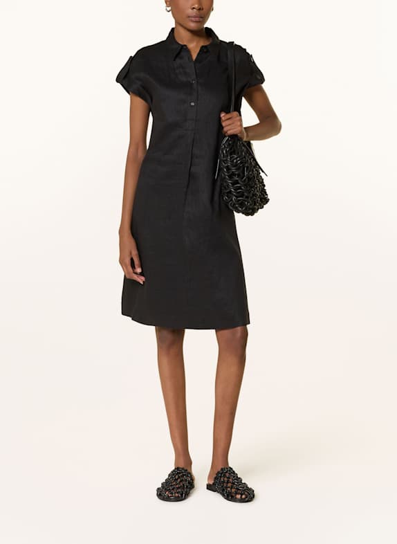 windsor. Hemdblusenkleid aus Leinen SCHWARZ