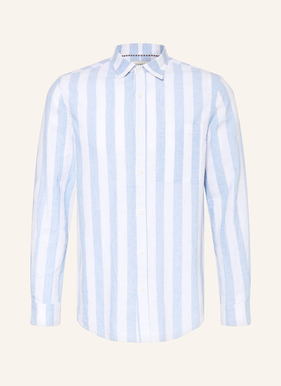 SCOTCH & SODA Hemd Regular Fit mit Leinen BLAU/ WEISS