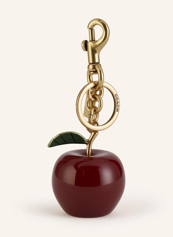 COACH Bag tag SMALL APPLE DARK RED/ GOLD/ GREEN