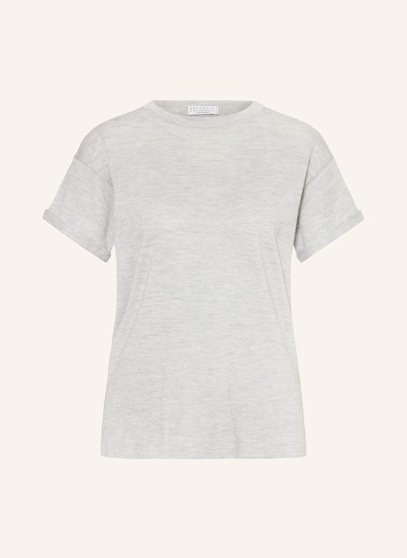 BRUNELLO CUCINELLI T-shirt with cashmere and glitter thread LIGHT GRAY