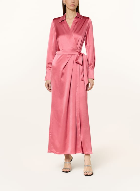 RIANI Wrap dress in satin PINK