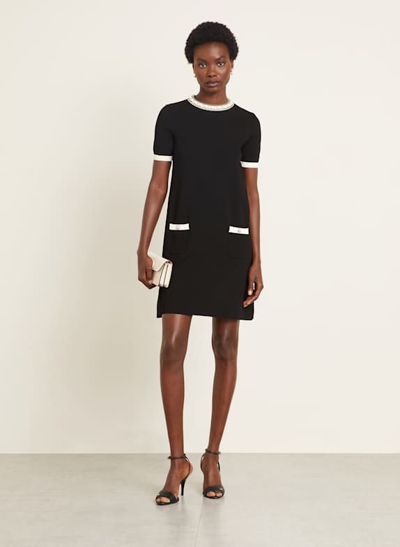 VALENTINO Strickkleid SCHWARZ / CREME