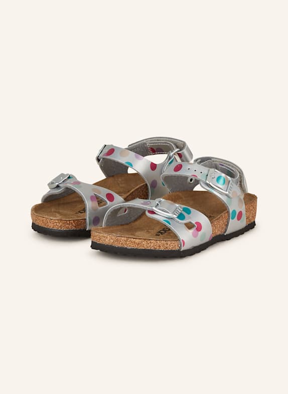 BIRKENSTOCK Sandały RIO SREBRNY/ MOCNORÓŻOWY/ TURKUSOWY