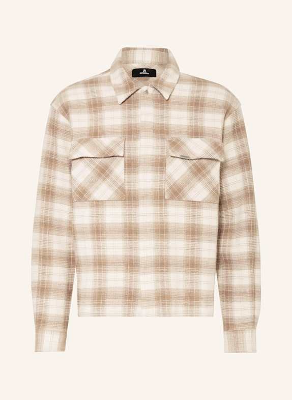 REPRESENT Flanell-Overshirt WEISS/ BRAUN