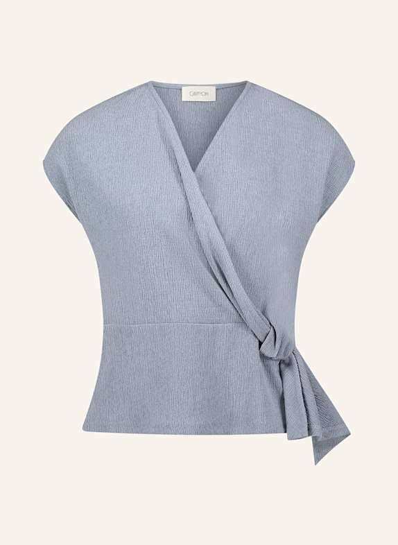 CARTOON Blouse in wrap look BLUE GRAY