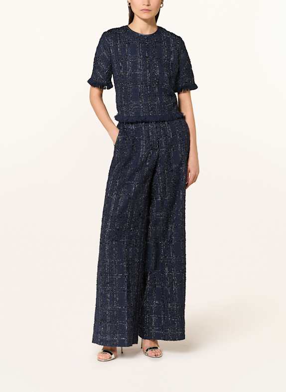 TALBOT RUNHOF Marlene broek van tweed met glittergaren DONKERBLAUW