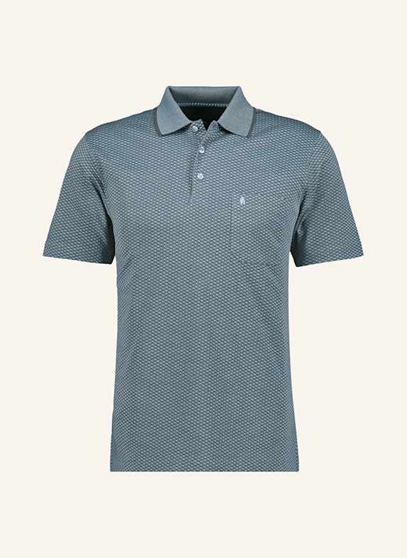 RAGMAN Jersey-Poloshirt aus Jacquard DUNKELBLAU/ BLAU