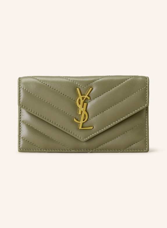 SAINT LAURENT Kartenetui mit Münzfach HELLGRÜN