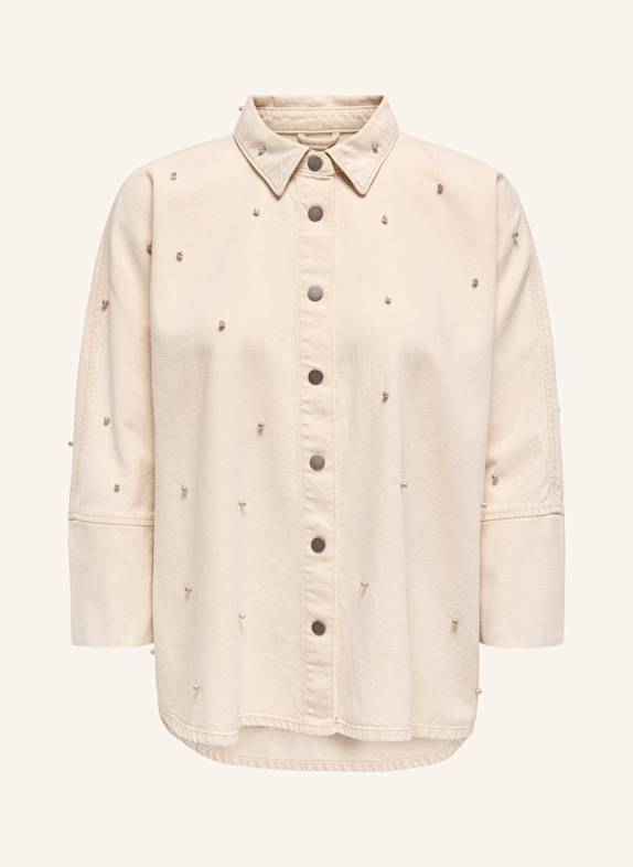 ONLY Jeans-Overjacket mit Schmucksteinen BEIGE