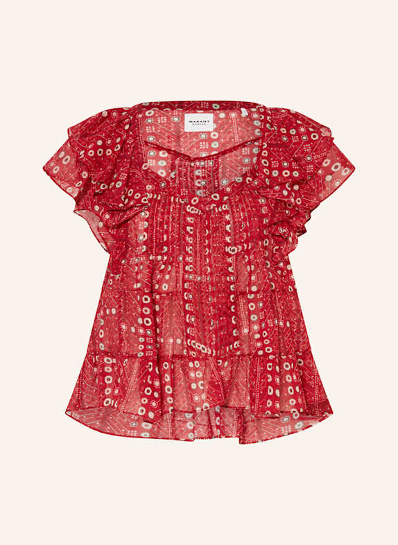 MARANT ÉTOILE Blusenshirt MADRANA mit Volants ROT/ DUNKELGRAU/ WEISS