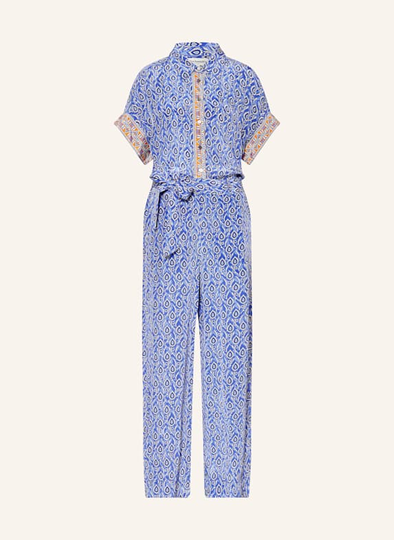 lollys laundry Satin-Jumpsuit MATHILDELL BLAU/ ECRU/ ORANGE