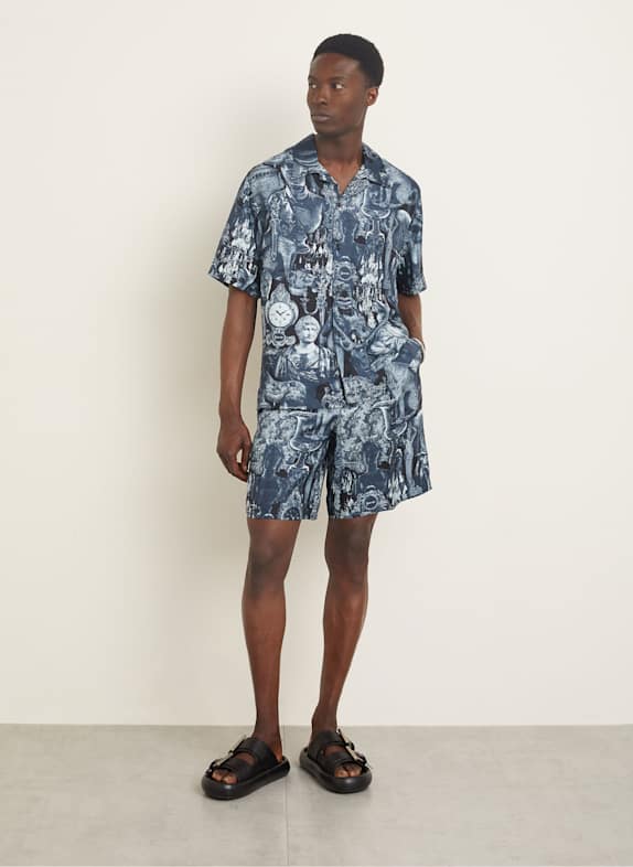 GIVENCHY Zijden shorts ZWART / DONKERBLAUW