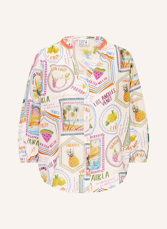 Emily VAN DEN BERGH Bluse mit 3/4-Arm WEISS/ ORANGE/ BLAU
