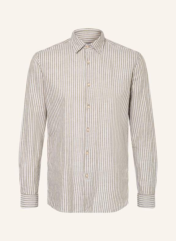 pierre cardin Hemd Modern Fit mit Leinen OLIV/ WEISS