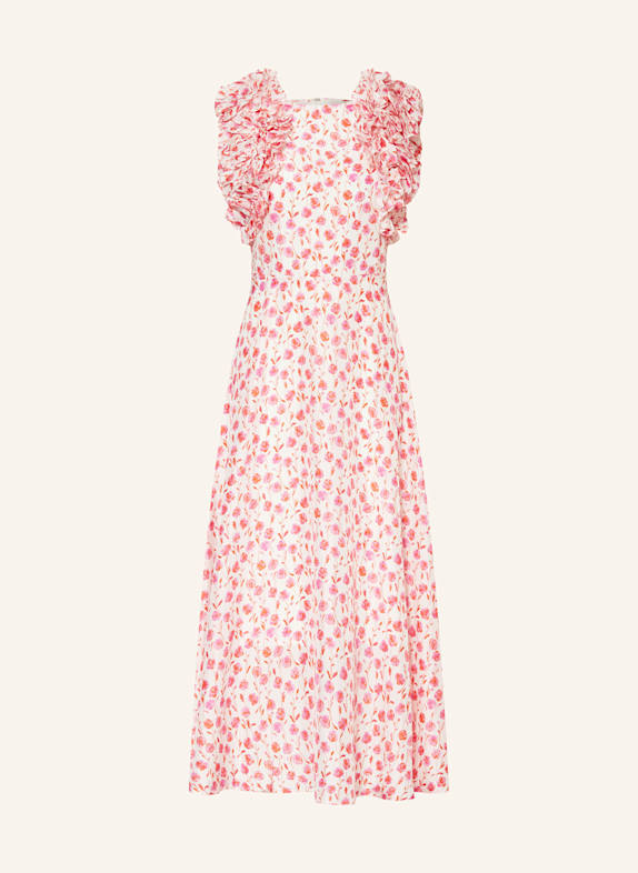 ESSENTIEL ANTWERP Seidenkleid HEXICO mit Rüschen WEISS/ ROSA