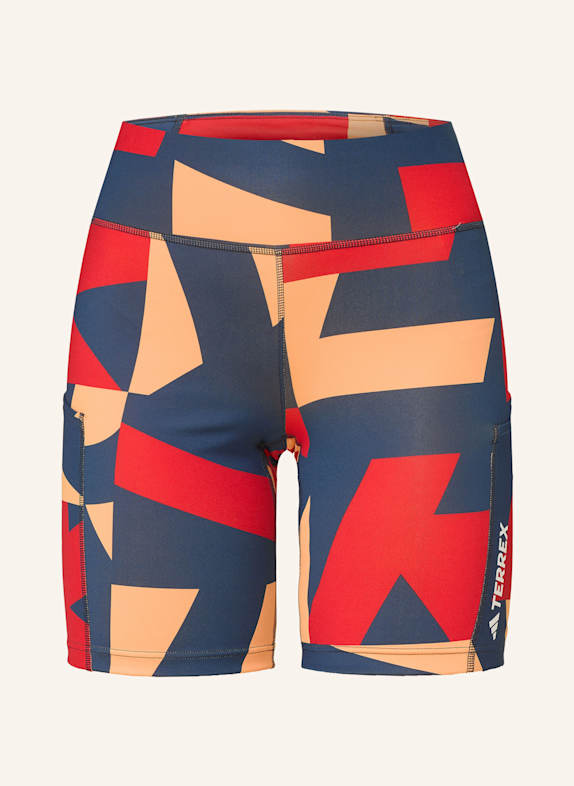 adidas TERREX TERREX MULTI 8-INCH PRINTED KURZE LEGGINGS DUNKELBLAU/ ROT/ HELLORANGE