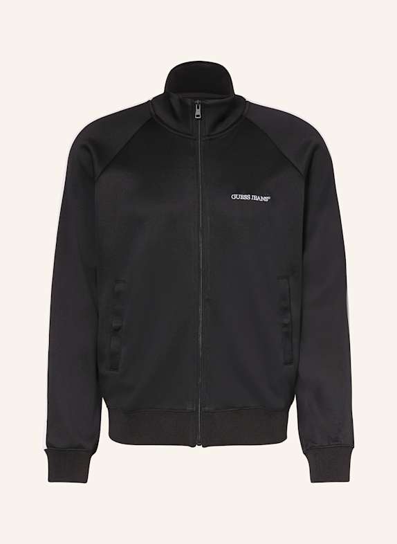 GUESS JEANS Sweatjacke SCHWARZ / WEISS